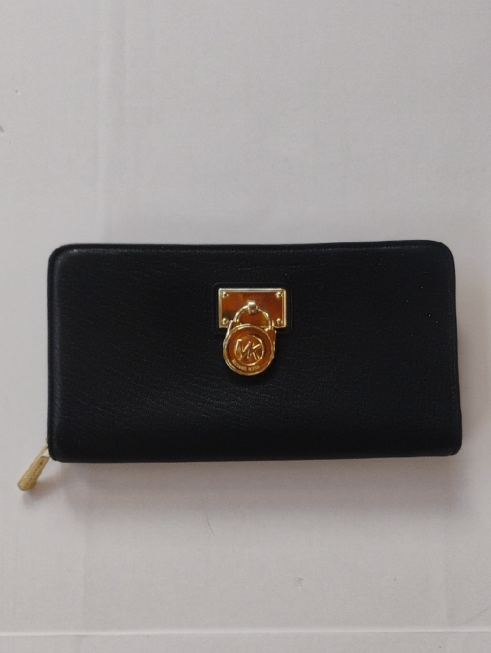 Michael Kors Black Wallet with Gold MK Medallion